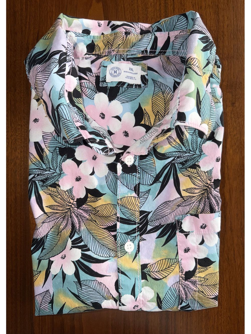 Hurley Men's Multicolored Plumeria Hawaiian Shirt - Size XXL